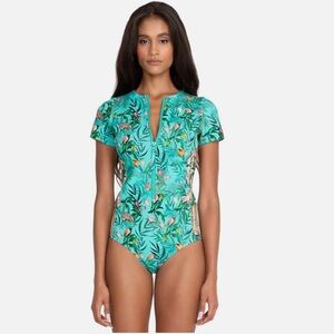 JOHNNY WAS • Tania neoprene jungle print one piece swimsuit - Large